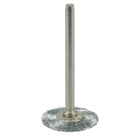Weiler 3/4" Miniature Wire Wheel, .005" Steel Fill, 1/8" Stem 26003